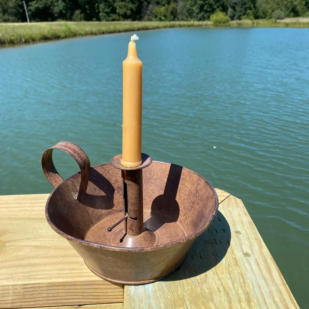 Rustic Brown primitive decor courting Metal Candle Holder